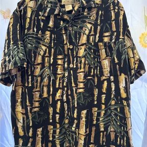 Joe Marlin Tropical Bamboo Print Casual Button Down Shirt